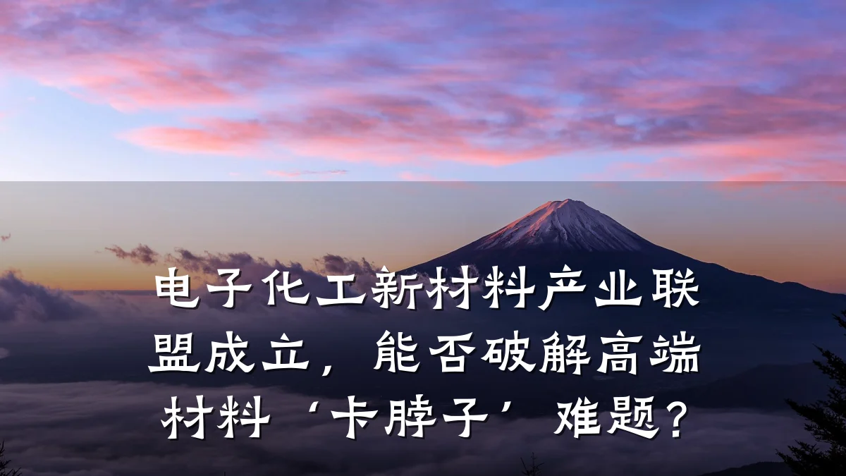 电子化工新材料产业联盟成立,能否破解高端材料‘卡脖子’难题?