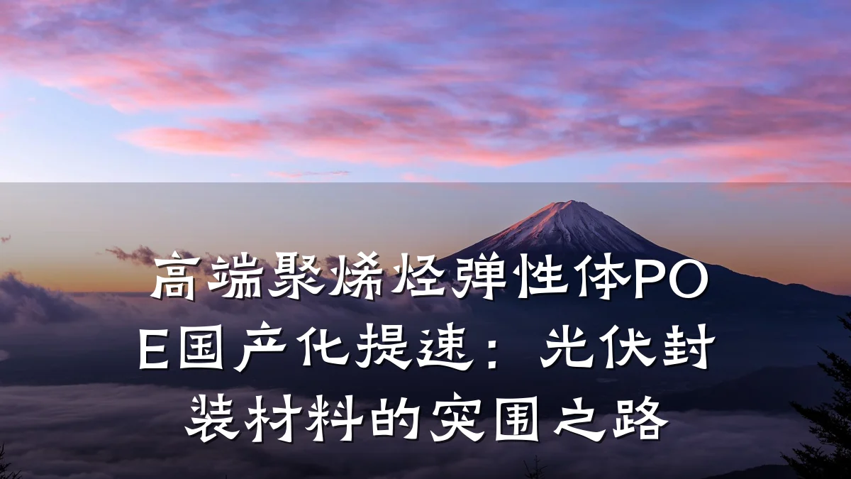 高端聚烯烃弹性体POE国产化提速：光伏封装材料的突围之路