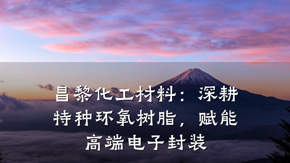 昌黎化工材料：深耕特种环氧树脂，赋能高端电子封装