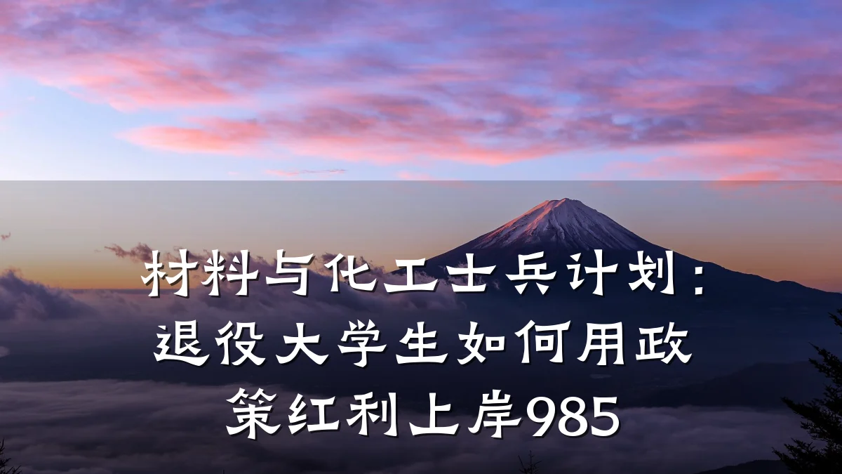 材料与化工士兵计划:退役大学生如何用政策红利上岸985