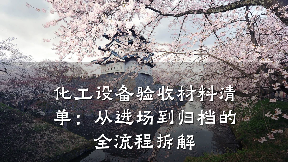化工设备验收材料清单：从进场到归档的全流程拆解
