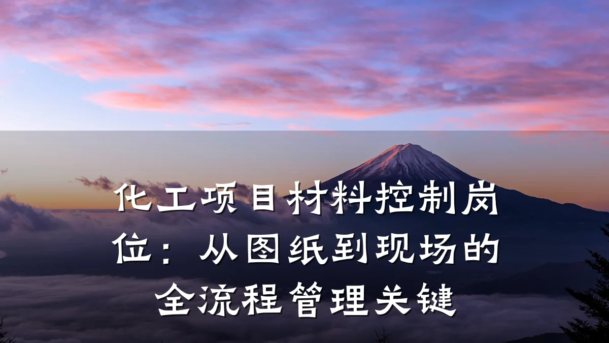 化工项目材料控制岗位：从图纸到现场的全流程管理关键
