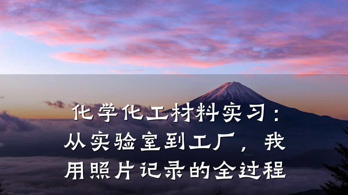 化学化工材料实习:从实验室到工厂,我用照片记录的全过程