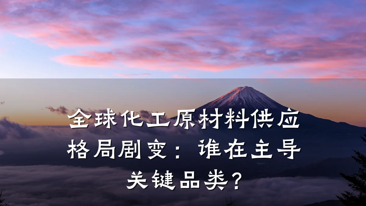 全球化工原材料供应格局剧变：谁在主导关键品类？