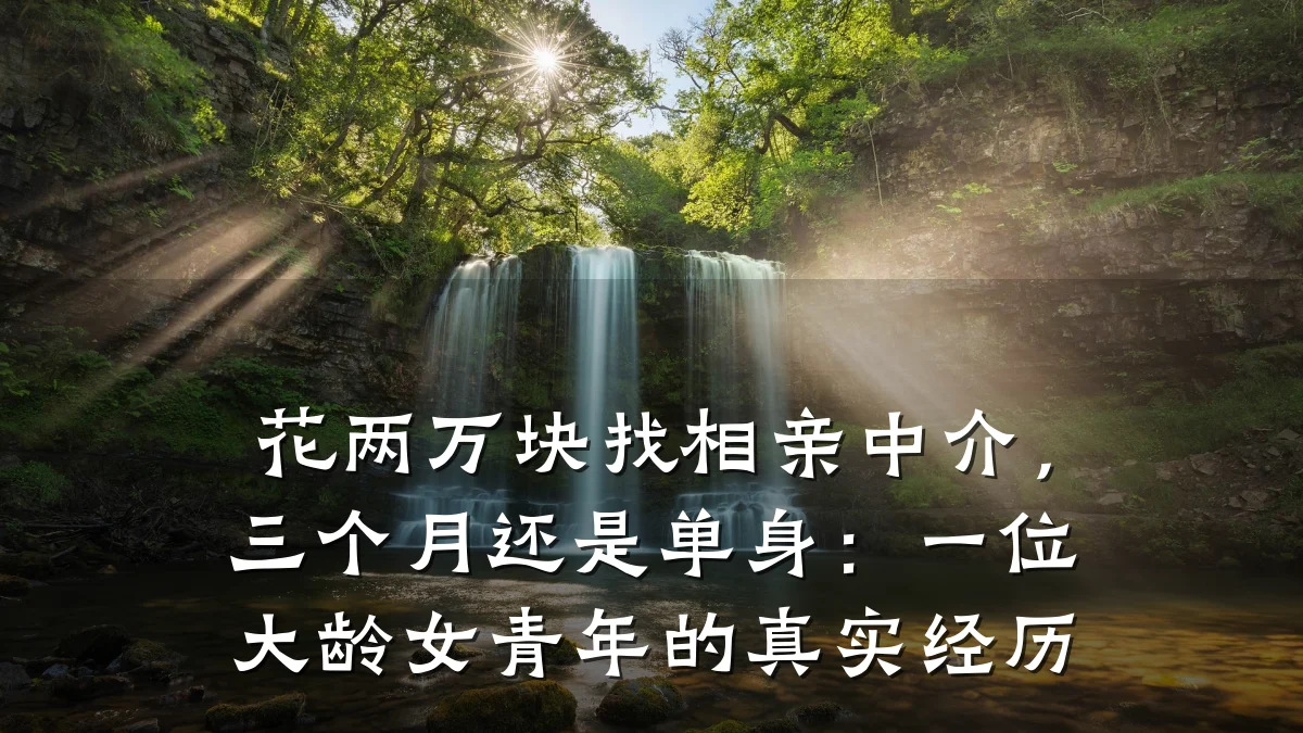 花两万块找相亲中介，三个月还是单身：一位大龄女青年的真实经历