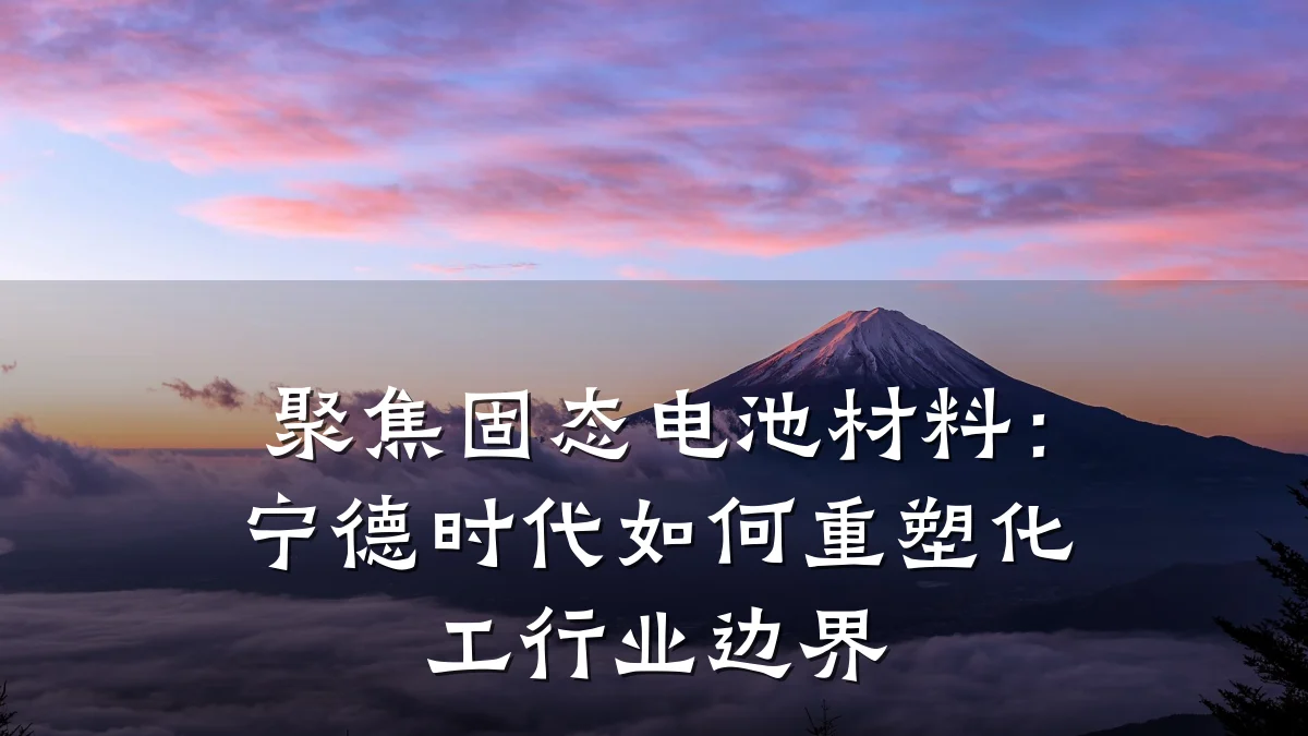 聚焦固态电池材料：宁德时代如何重塑化工行业边界
