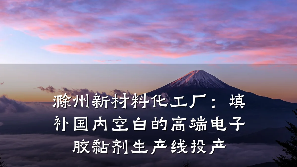 滁州新材料化工厂：填补国内空白的高端电子胶黏剂生产线投产