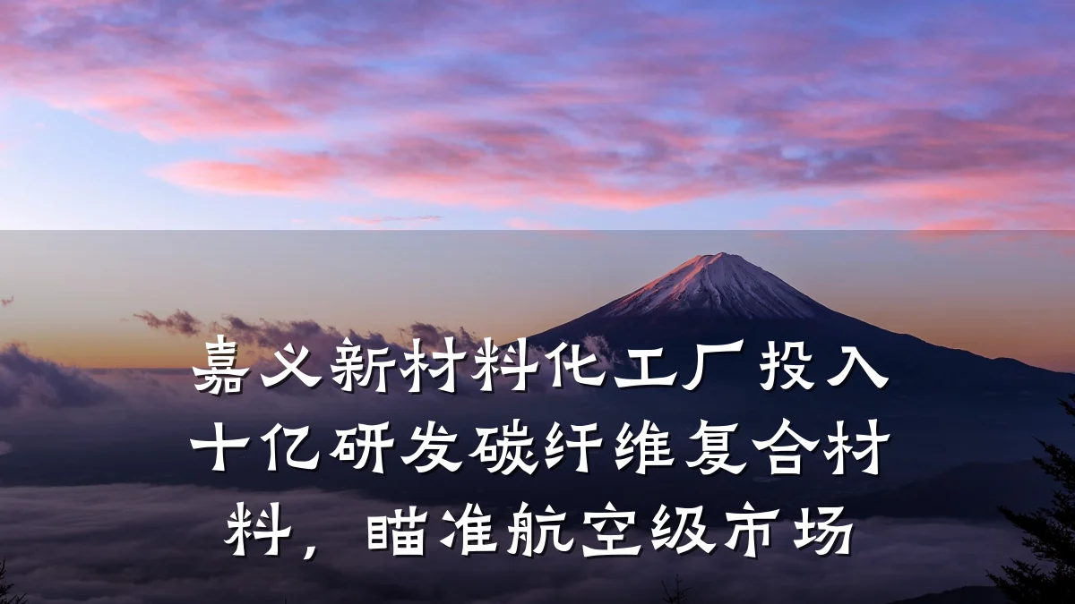 嘉义新材料化工厂投入十亿研发碳纤维复合材料,瞄准航空级市场