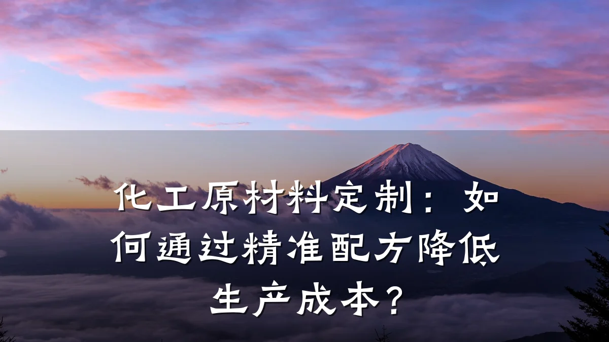 化工原材料定制：如何通过精准配方降低生产成本？