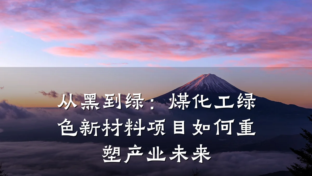从黑到绿：煤化工绿色新材料项目如何重塑产业未来