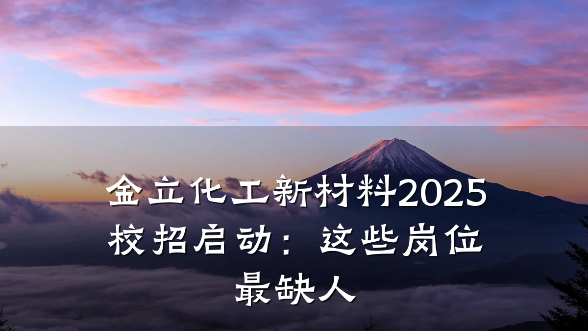 金立化工新材料2025校招启动：这些岗位最缺人