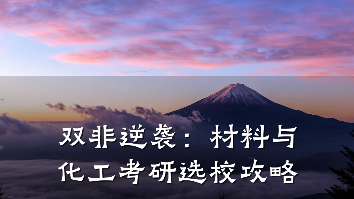 双非逆袭：材料与化工考研选校攻略