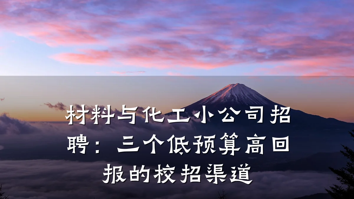 材料与化工小公司招聘:三个低预算高回报的校招渠道