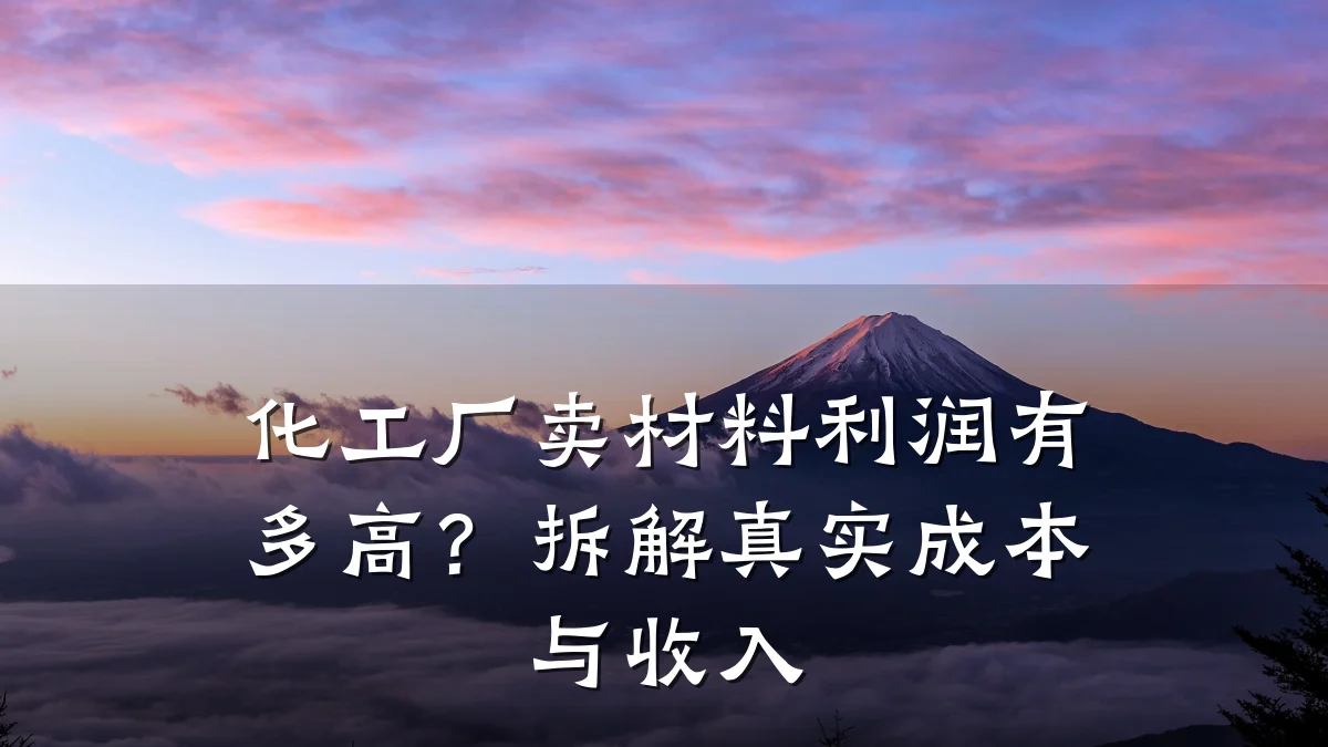 化工厂卖材料利润有多高？拆解真实成本与收入