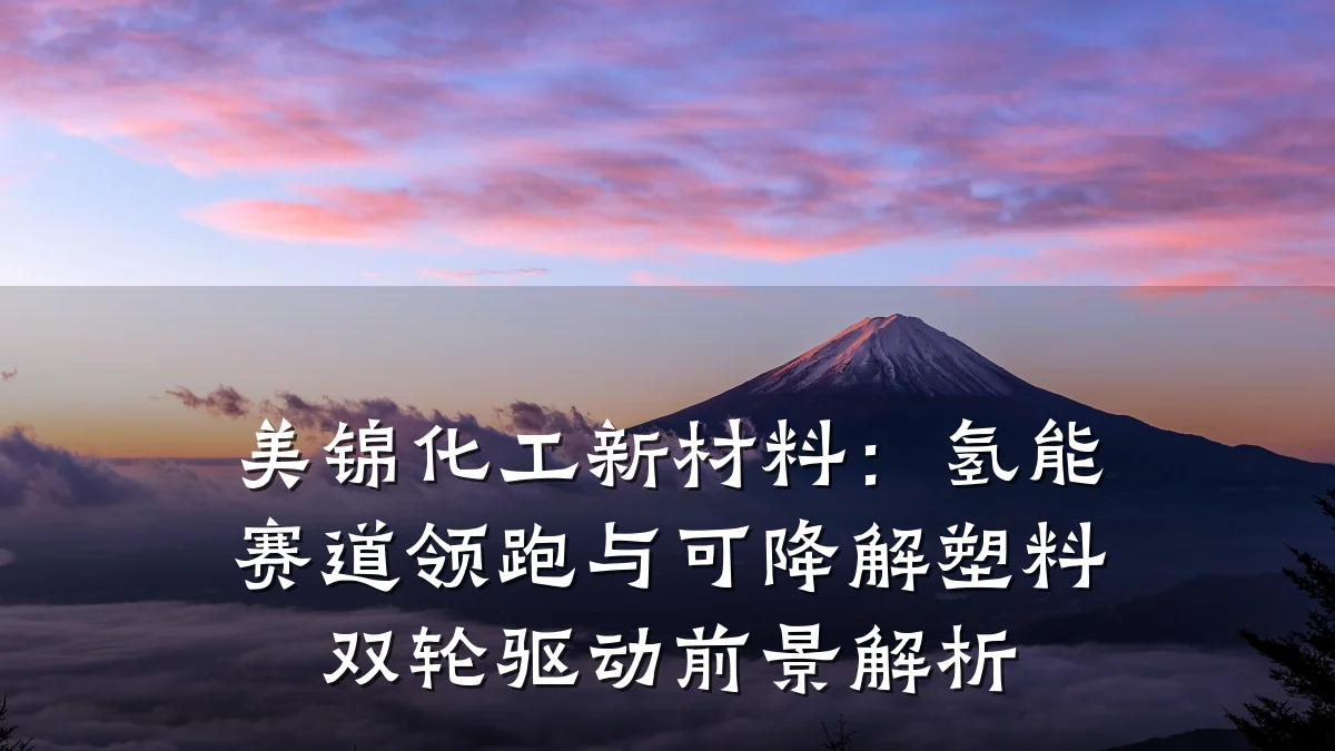 美锦化工新材料：氢能赛道领跑与可降解塑料双轮驱动前景解析