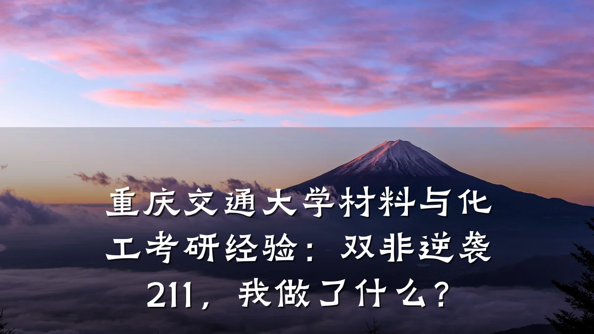 重庆交通大学材料与化工考研经验：双非逆袭211，我做了什么？
