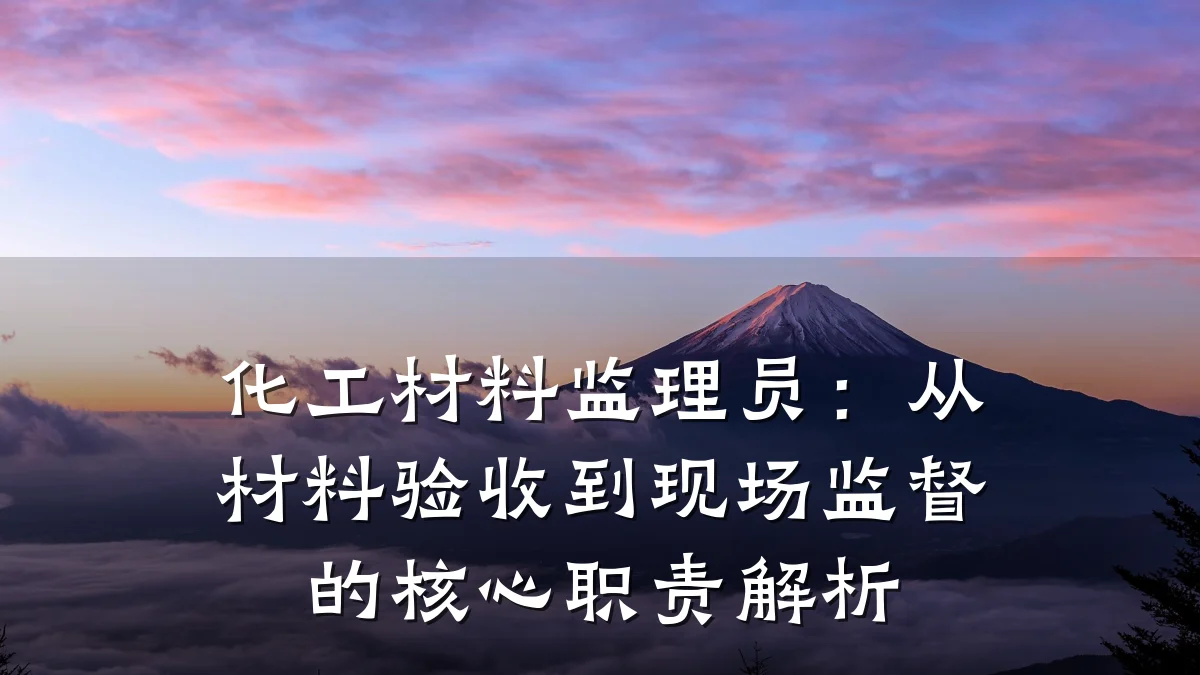 化工材料监理员：从材料验收到现场监督的核心职责解析