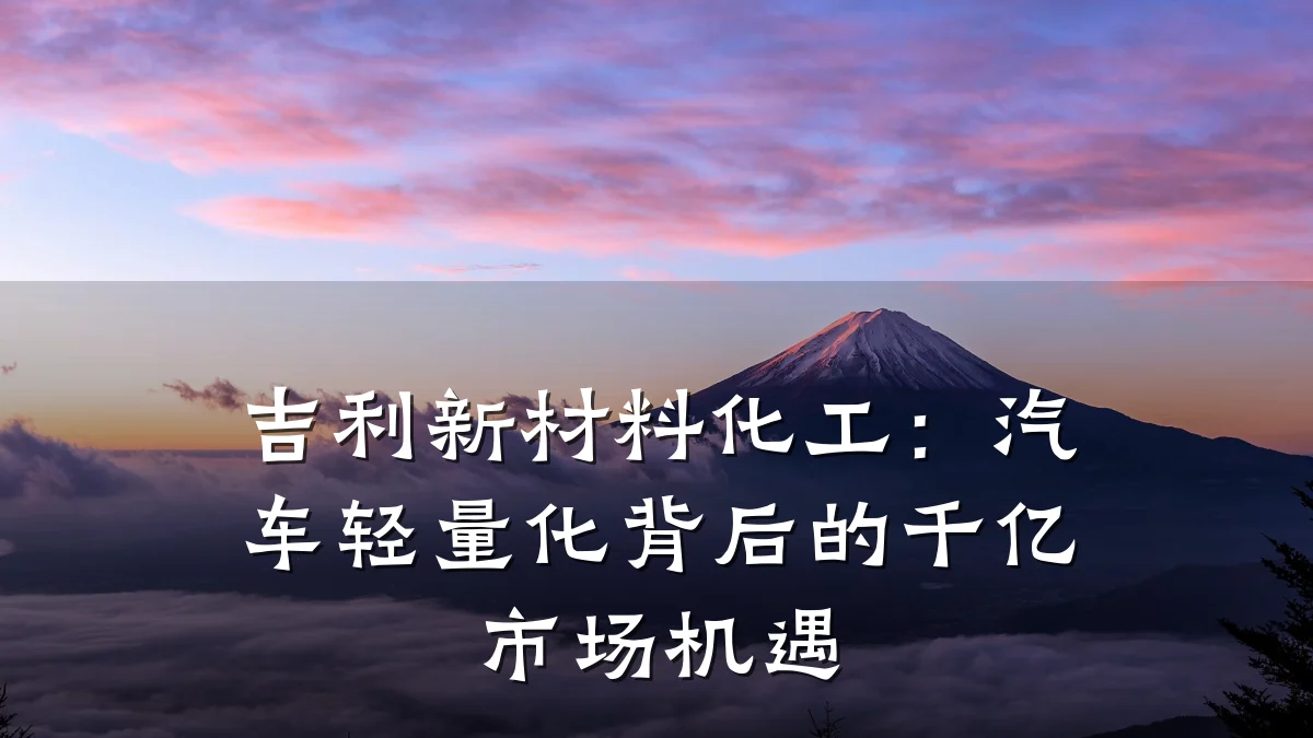吉利新材料化工：汽车轻量化背后的千亿市场机遇