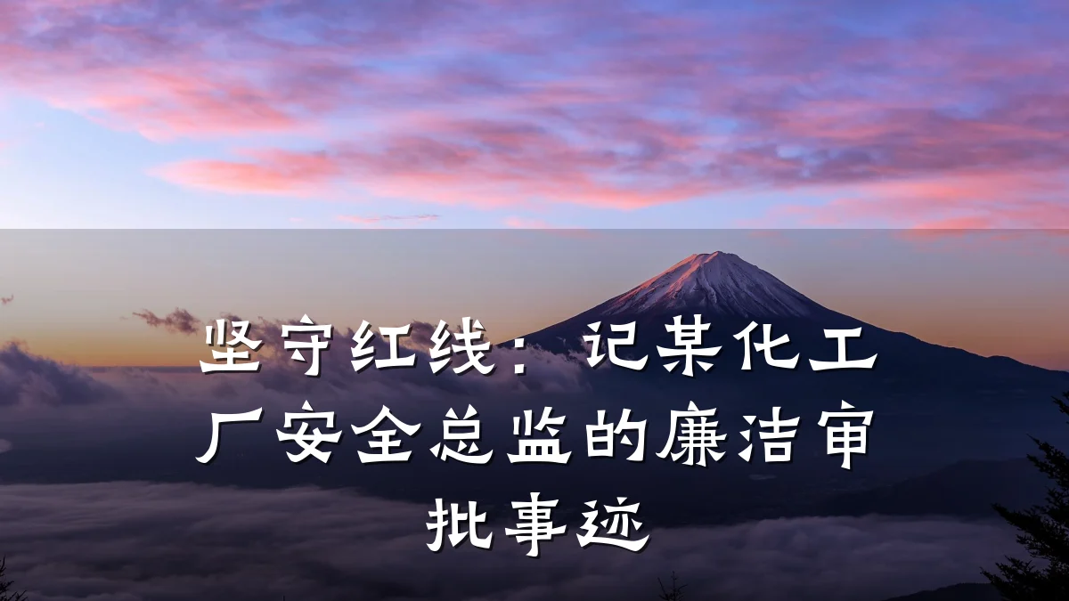 坚守红线：记某化工厂安全总监的廉洁审批事迹