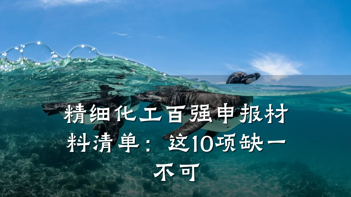 精细化工百强申报材料清单：这10项缺一不可