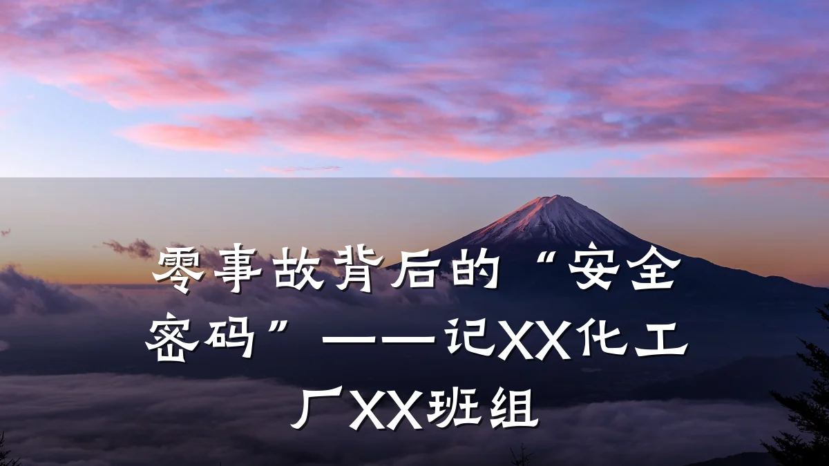 零事故背后的“安全密码”——记XX化工厂XX班组