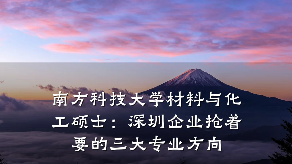 南方科技大学材料与化工硕士：深圳企业抢着要的三大专业方向