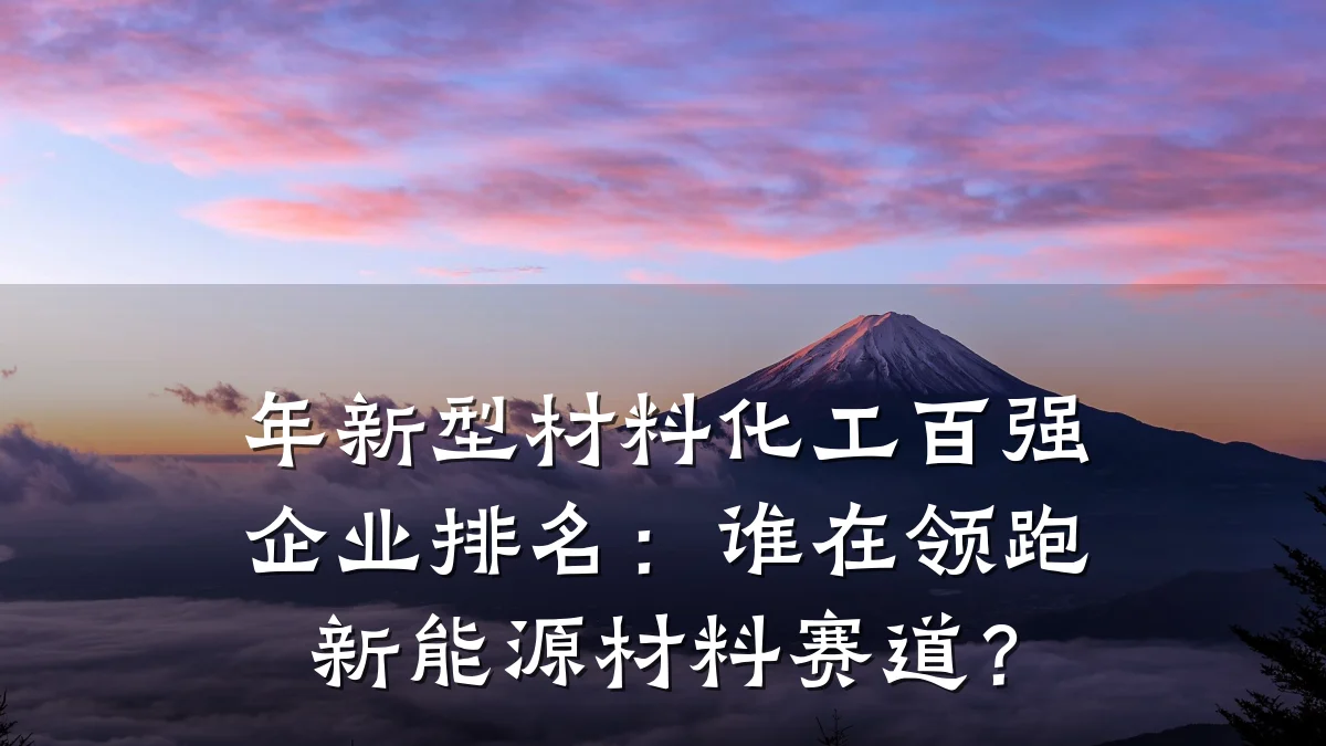 年新型材料化工百强企业排名：谁在领跑新能源材料赛道？