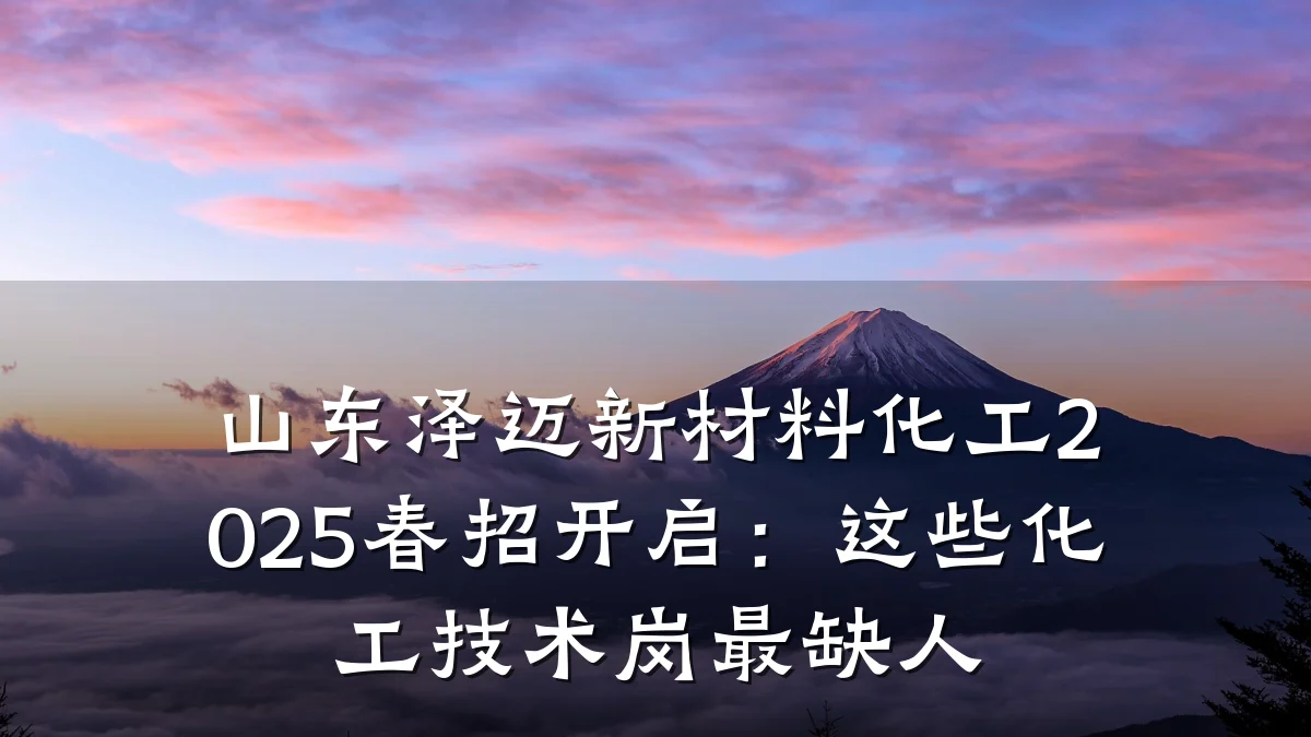 山东泽迈新材料化工2025春招开启：这些化工技术岗最缺人