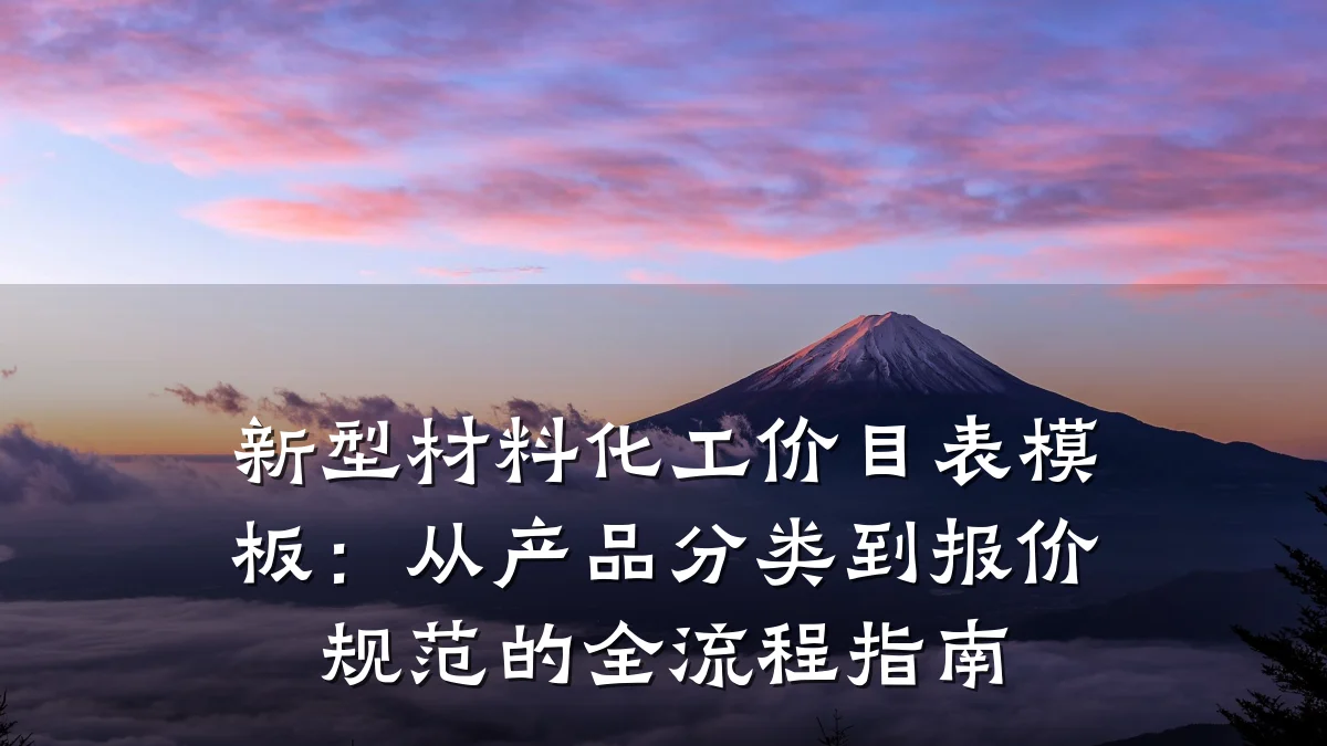 新型材料化工价目表模板：从产品分类到报价规范的全流程指南