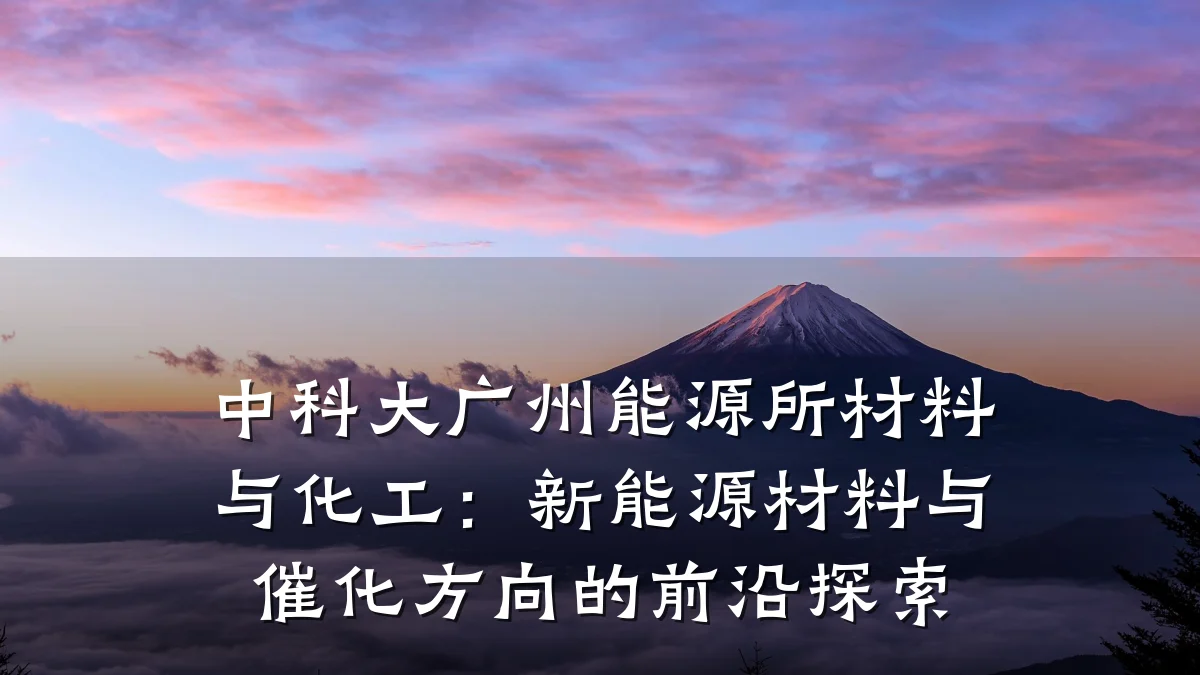 中科大广州能源所材料与化工：新能源材料与催化方向的前沿探索