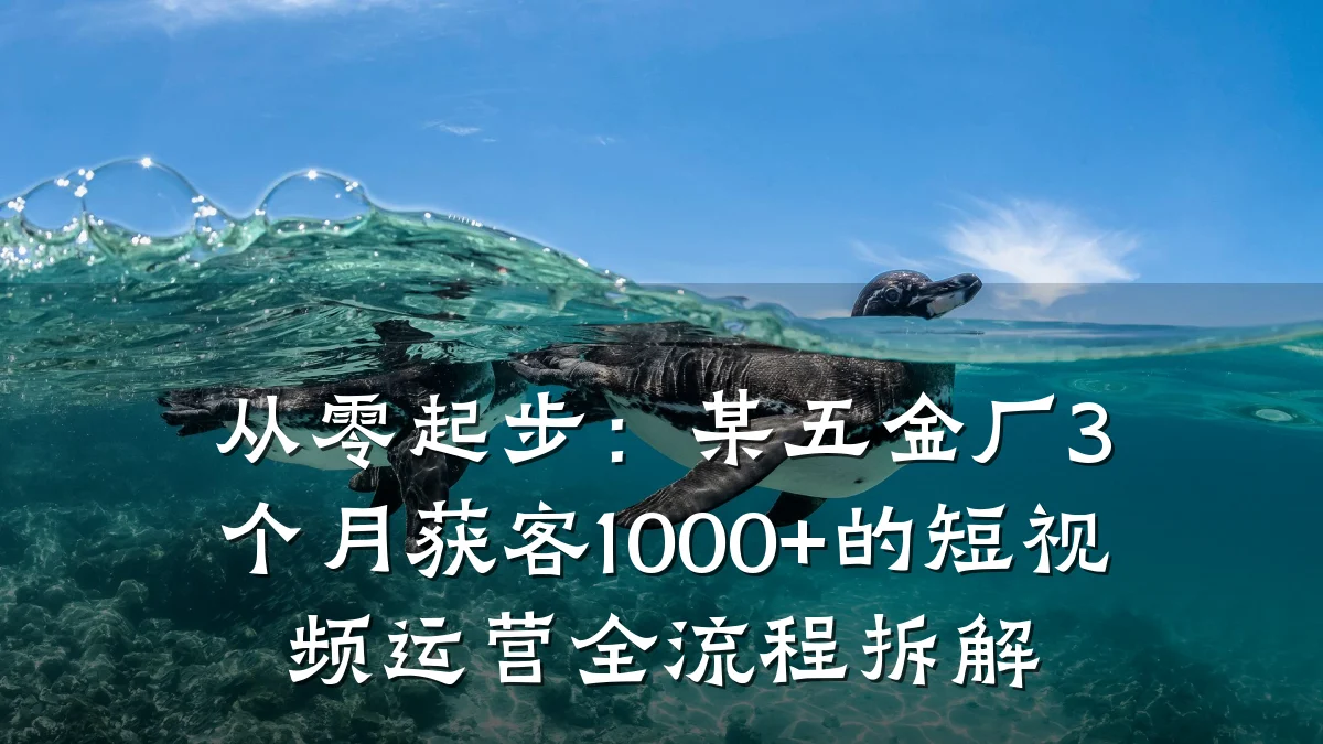 从零起步:某五金厂3个月获客1000+的短视频运营全流程拆解